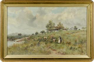 Appraisal: Frank F English American - oil on canvas landscape with