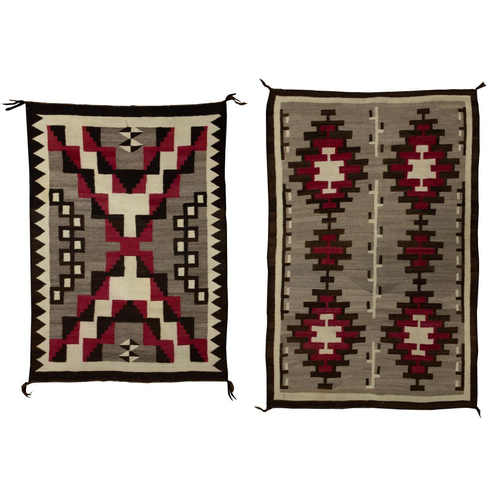 Appraisal: NATIVE AMERICAN INDIAN NAVAJO RUGS handwoven items having ancestral abstract