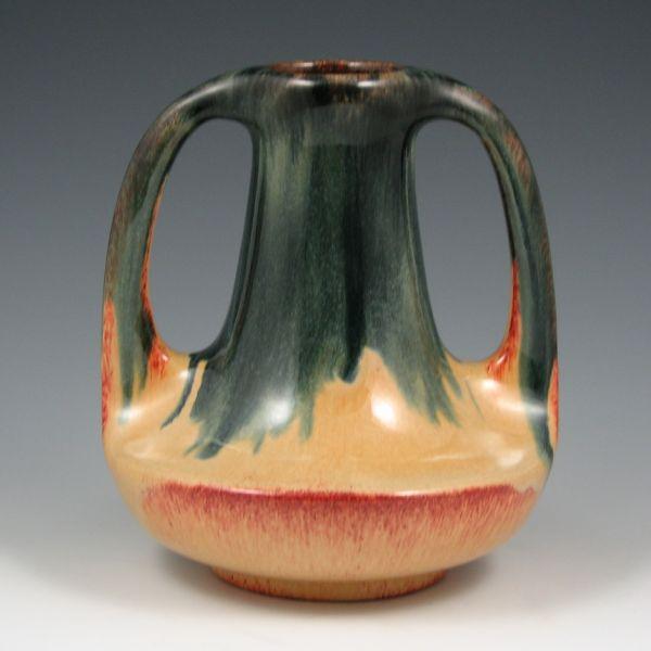 Appraisal: Muncie handled vase in Peachskin Marked D- Mint with a