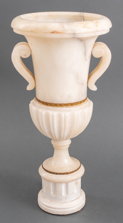 Appraisal: ALABASTER CAMPAGNA-FORM VASE LAMP TH C Alabaster Campagna-form vase lamp