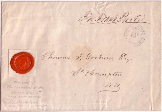 Appraisal: PIERCE FRANKLIN Franking Signature Fr Frank Pierce as President on