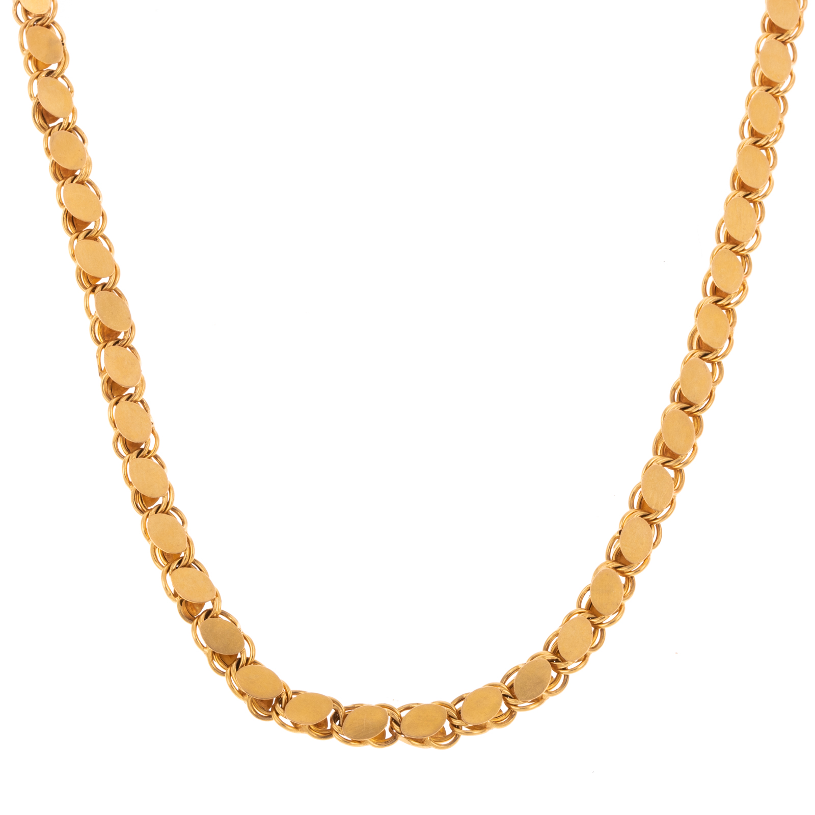 Appraisal: A FANCY FLAT LINK NECKLACE IN K K yellow gold