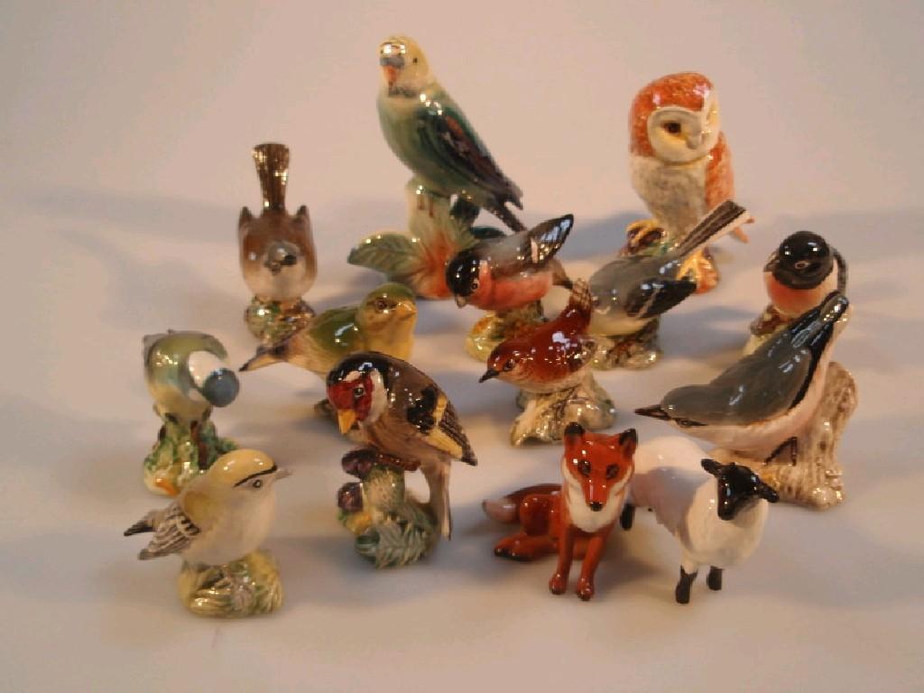 Appraisal: Ten Beswick birds including grey wagtail stonechat gold crest wren