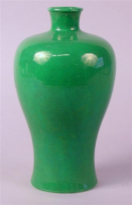 Appraisal: Chinese 'apple' green glazed meiping vase kangxi mark late th