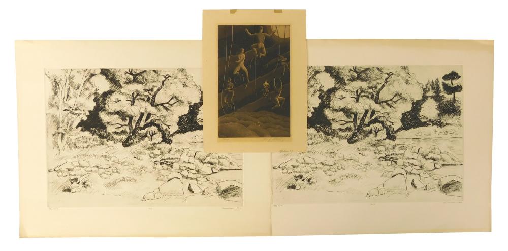 Appraisal: Three loose etchings one by Harry Sternberg and two by