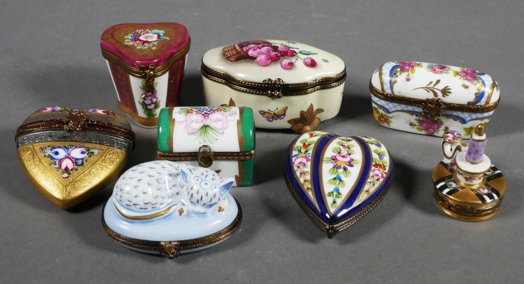 Appraisal: LIMOGES FRANCE PORCELAIN TRINKET BOXCollection of Peint Main hand painted