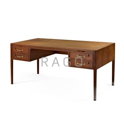 Appraisal: HANS WEGNER JOHANNES HANSEN Desk Denmark s Teak and brass