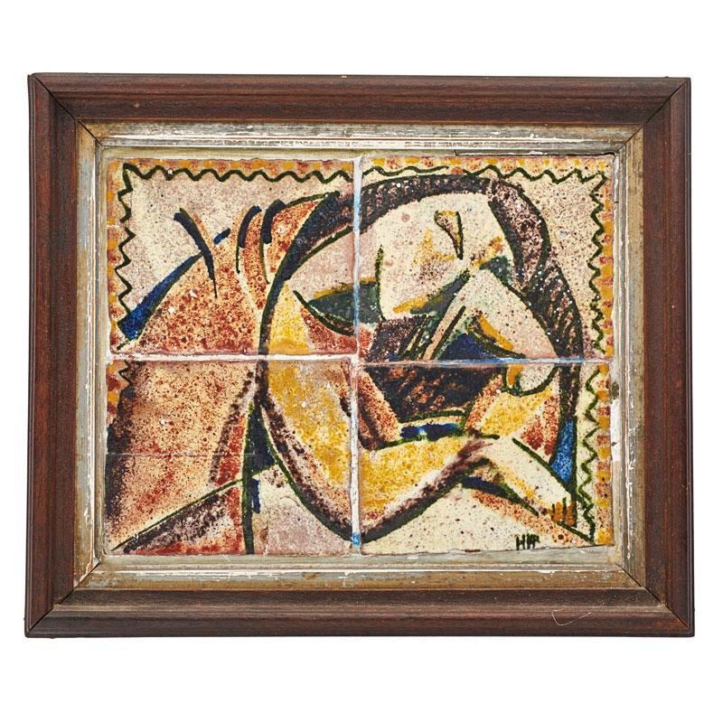 Appraisal: HENRY VARNUM POOR Tile panel HENRY VARNUM POOR - Four-tile