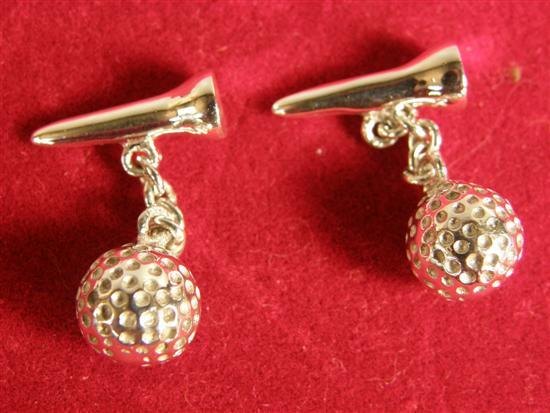 Appraisal: Pair of sterling silver golf ball and tee cufflinks