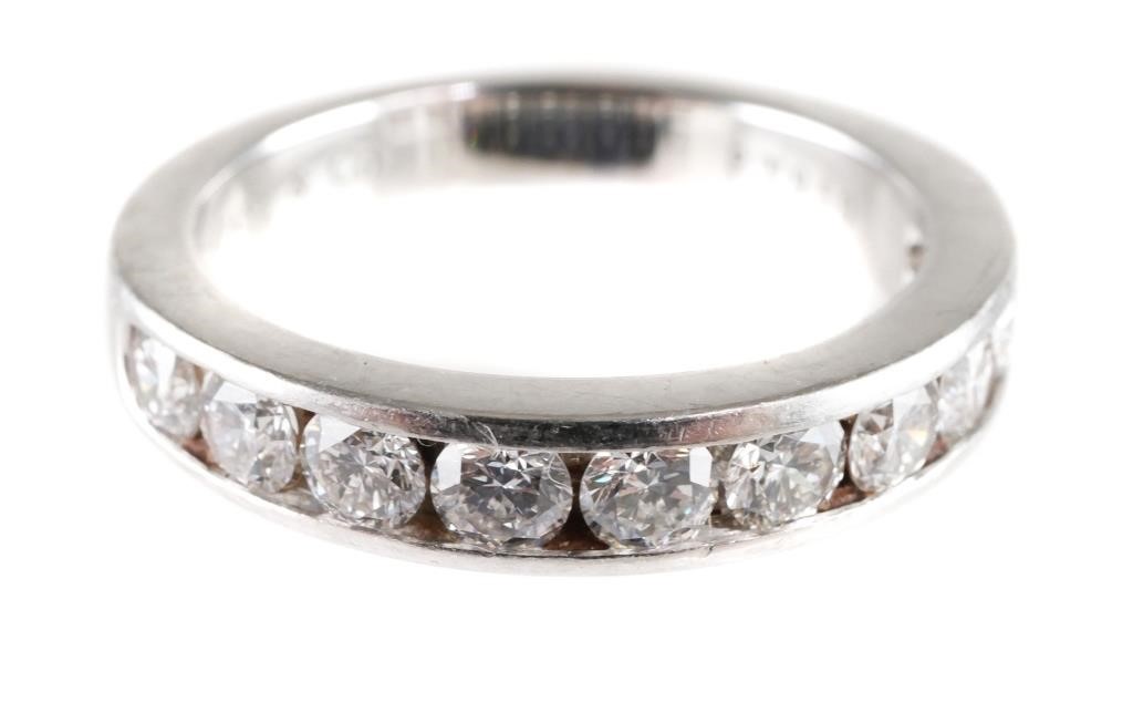 Appraisal: TIFFANY CO PLATINUM DIAMONDS RINGTiffany ring Ten channel-set diamonds totaling