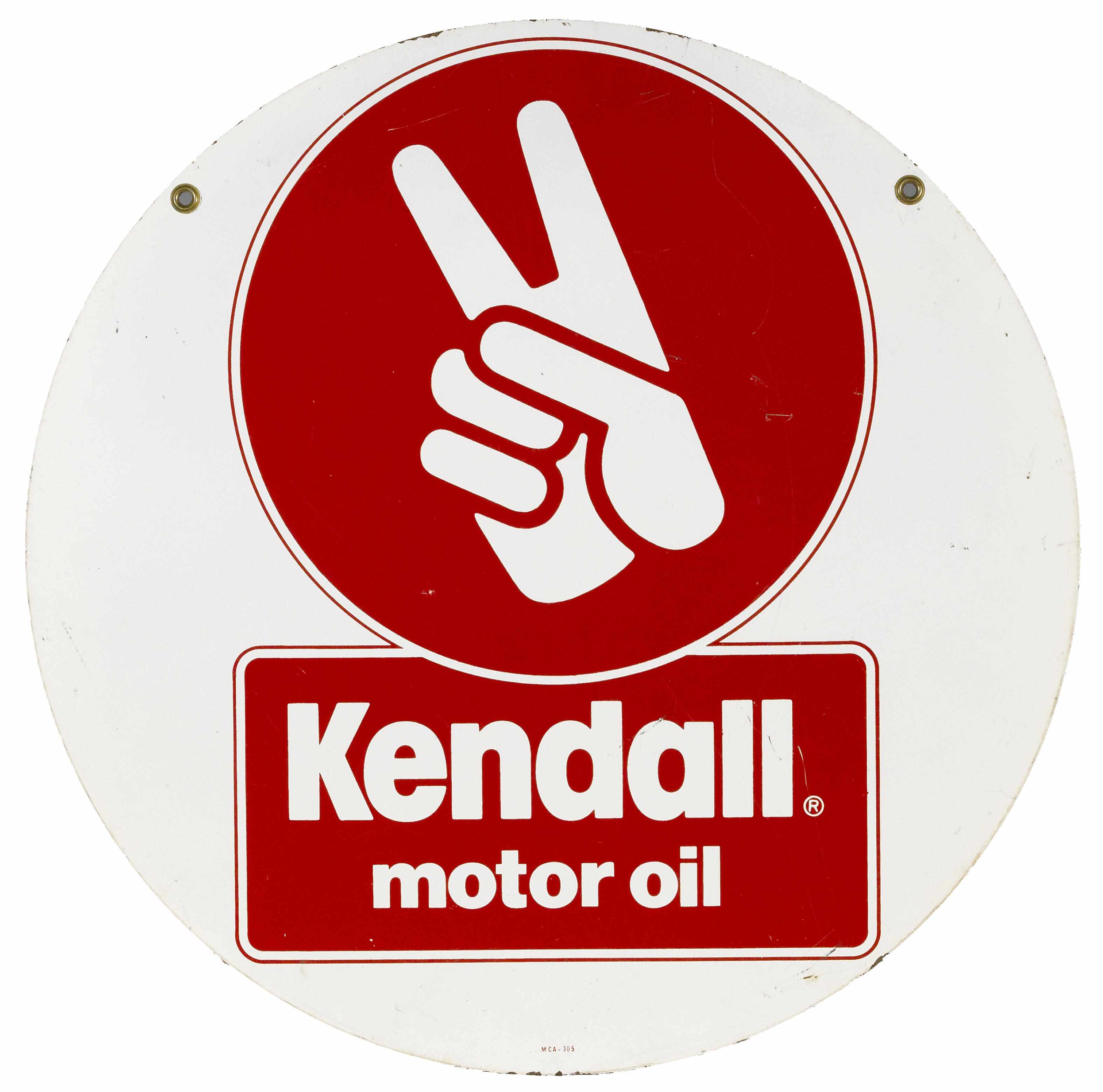 Appraisal: A Kendall Motor Oil round double-sided sign s red and