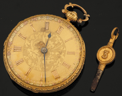 Appraisal: A Gents gold pocketwatch Circa English fusee lever movement key