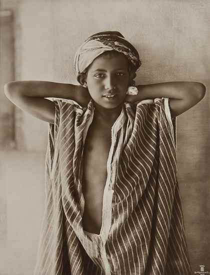 Appraisal: Rudolf Lehnert - Landrock - Untitled Boy with rose Tunisia