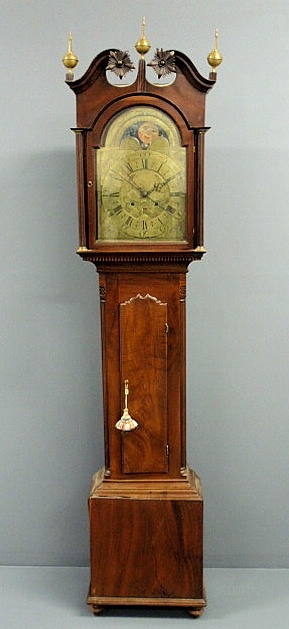 Appraisal: English Chippendale mahogany tall case clock with eight-day works and