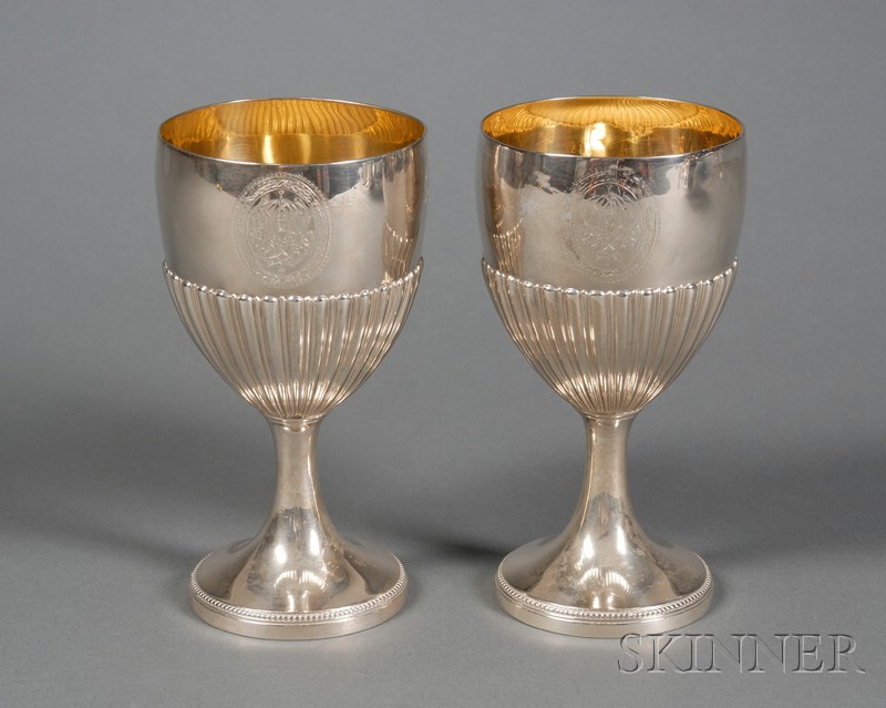 Appraisal: Pair of George III Silver Goblets London John Schofield maker