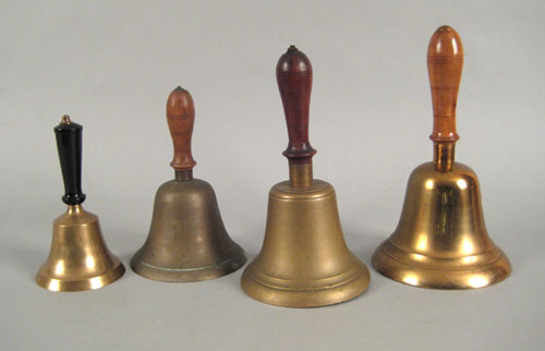 Appraisal: Four cast brass school bells ca