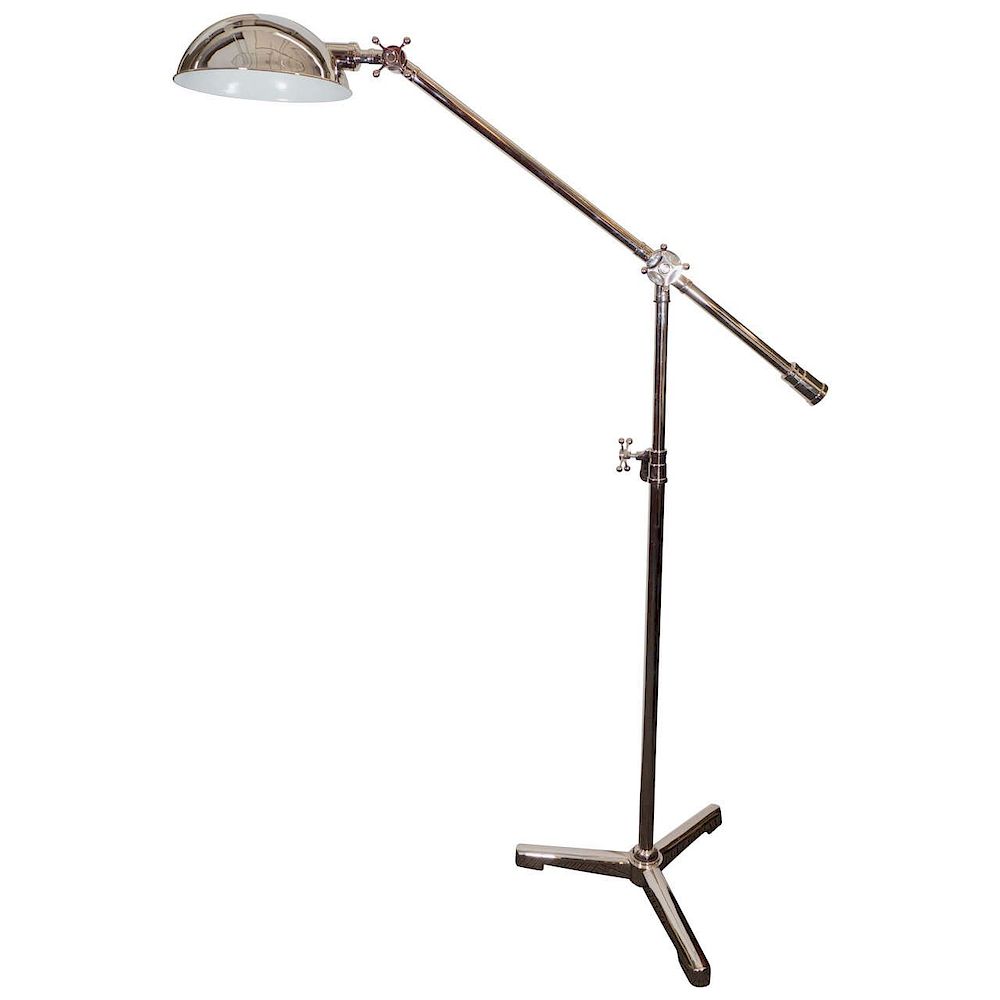 Appraisal: Thomas O'Brien Industrial Chrome Floor Lamp Thomas O'Brien American industrial