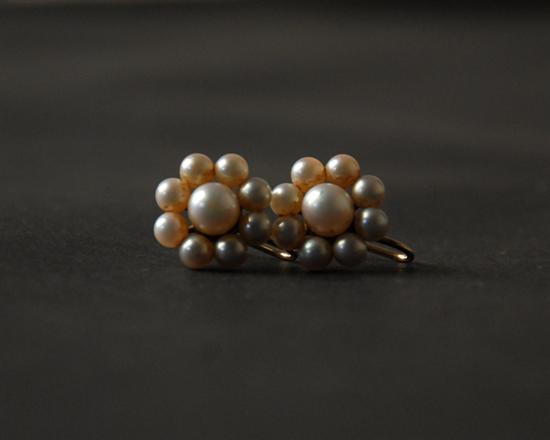 Appraisal: A Pair of Natural Pearl and Gold Earrings each having