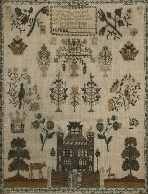 Appraisal: An early th century needlework sampler woven with a verse