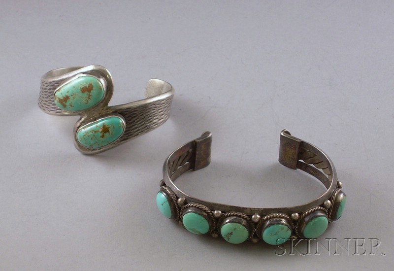 Appraisal: Two Southwest Bracelets both with inset stones