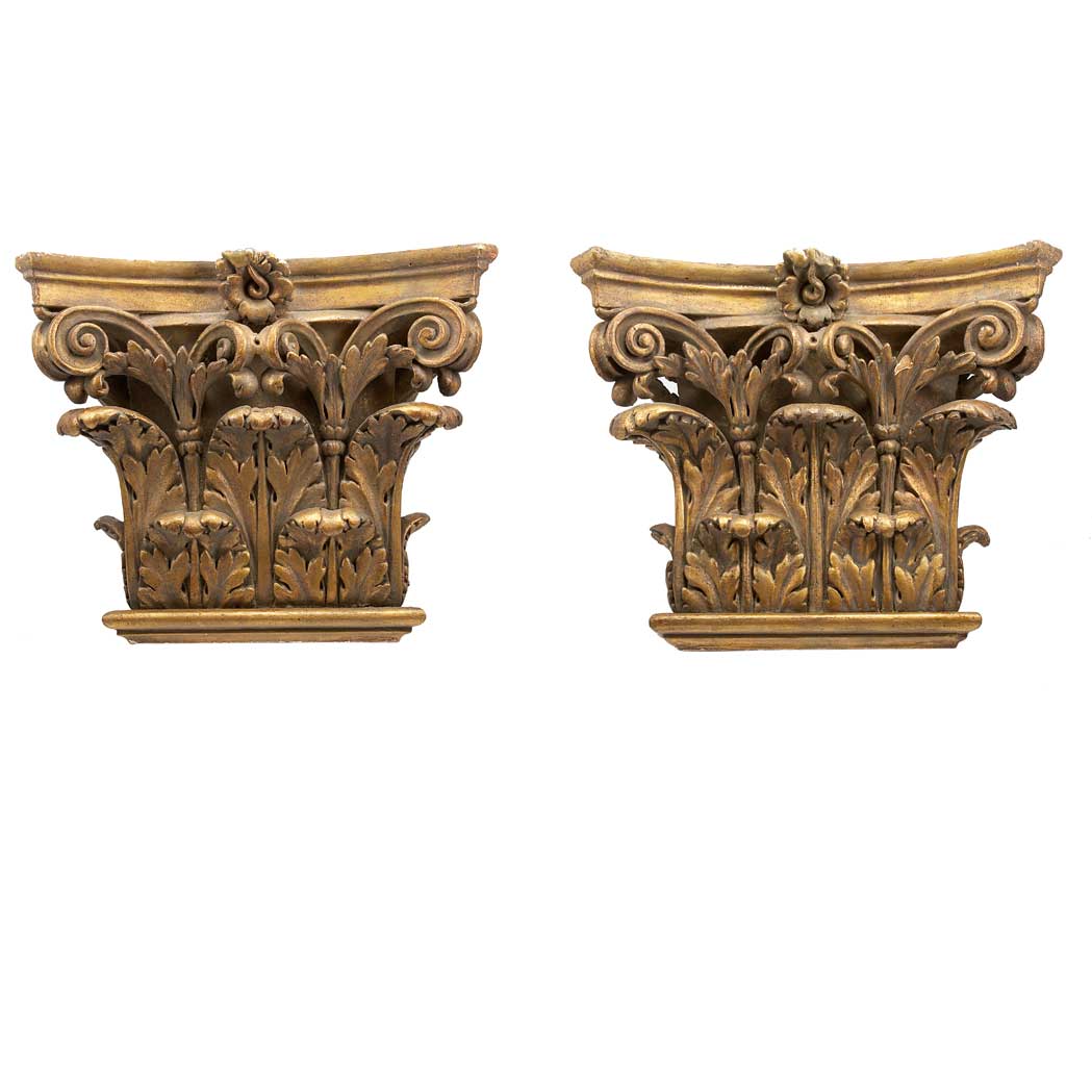 Appraisal: Pair of Neoclassical Style Gilt-Wood Pilaster Capitals Each decorated with