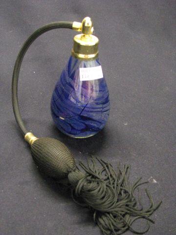 Appraisal: Walters Studio Art Glass Atomizer blue iridescent pear shaped