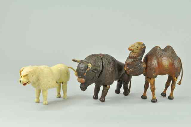 Appraisal: SCHOENHUT ANIMAL GROUPING Lot includes Painted eye Bison glass eyed