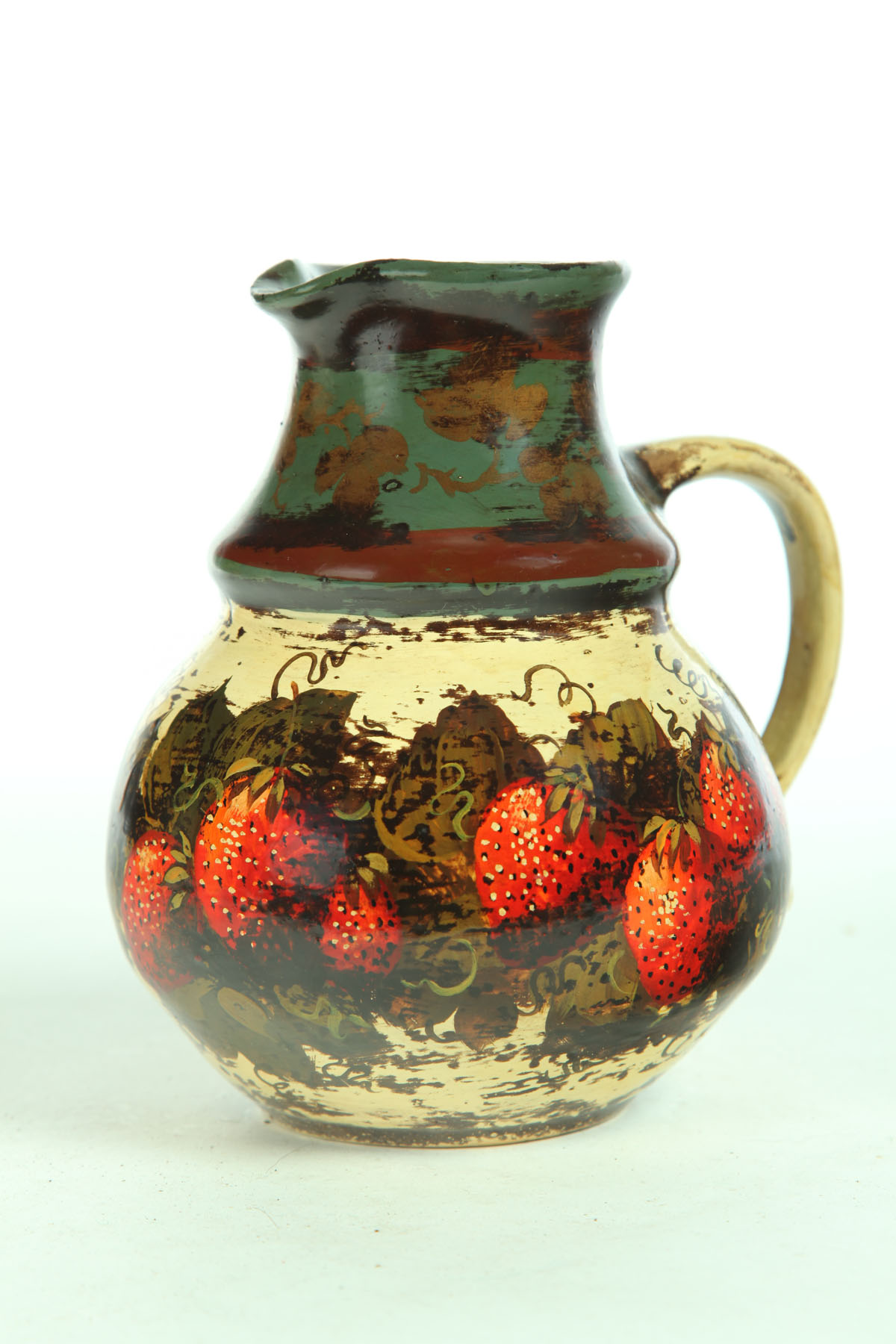 Appraisal: PITCHER DECORATED BY PETER OMPIR MASSACHUSETTS - Pottery signed on