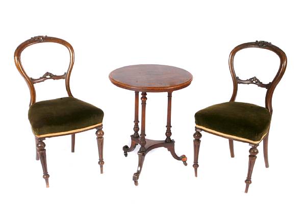 Appraisal: A pair of Victorian mahogany side chairs together with a