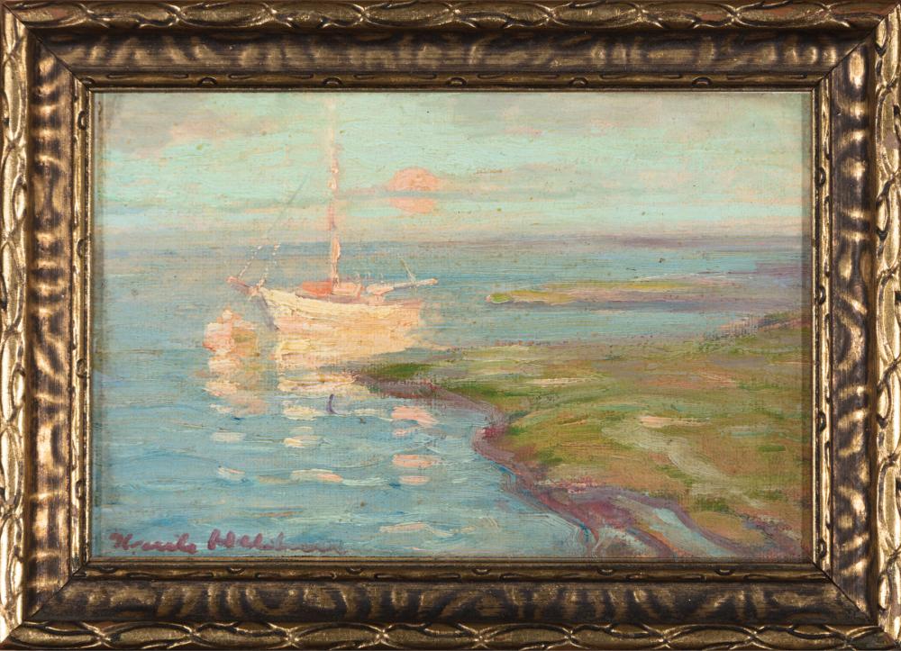 Appraisal: Knute Heldner Swedish Louisiana - Untitled Seascape With Boat oil