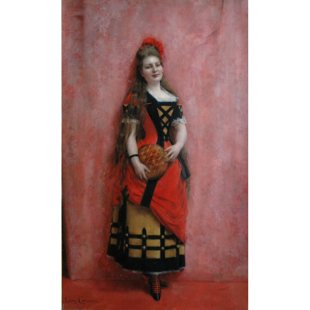 Appraisal: Leon Comerre French - Lady in Red Signed Leon Comerre