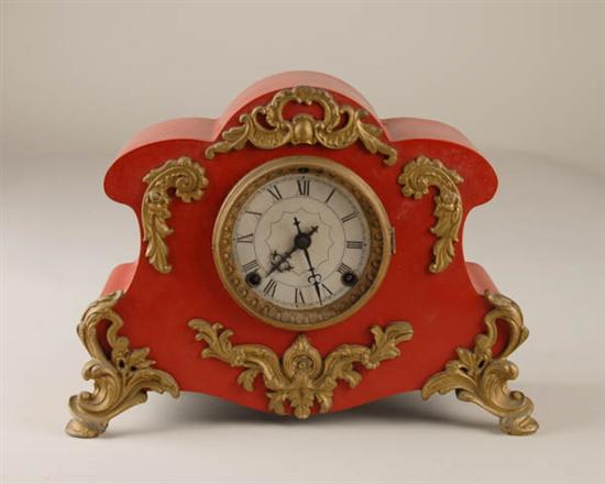 Appraisal: Ansonia The Stockwell Clock red cast-iron case day time and