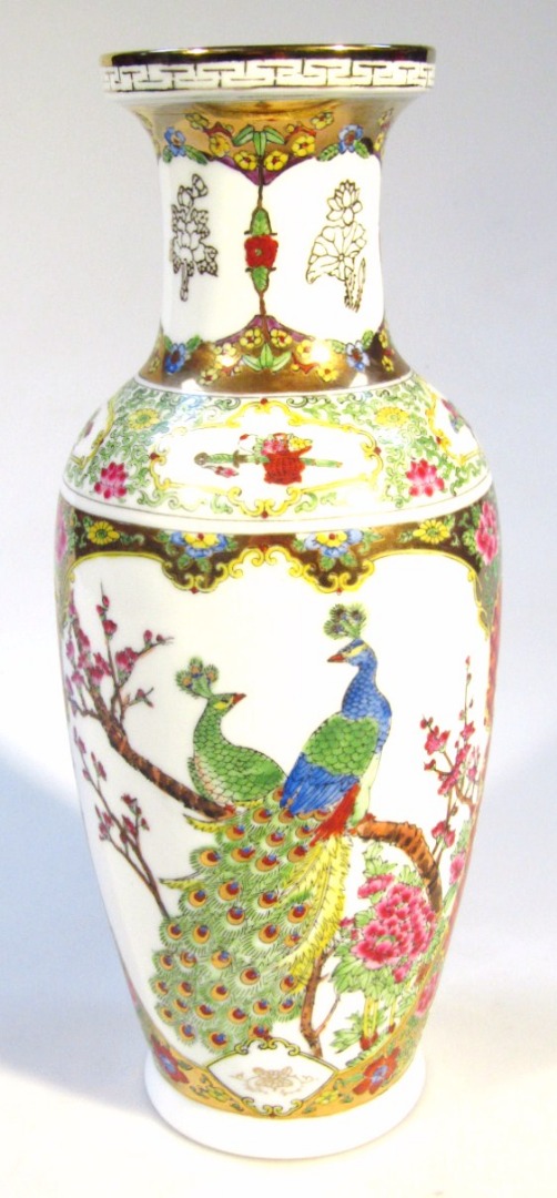 Appraisal: A Chinese pottery vase the shouldered body transfer printed and