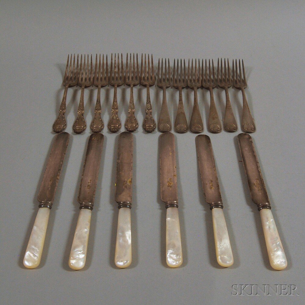 Appraisal: Small Group of Flatware six Durgin Shell forks six A