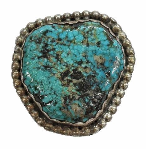 Appraisal: Gent's Southwest style silver content unknown ring large turquoise plaque