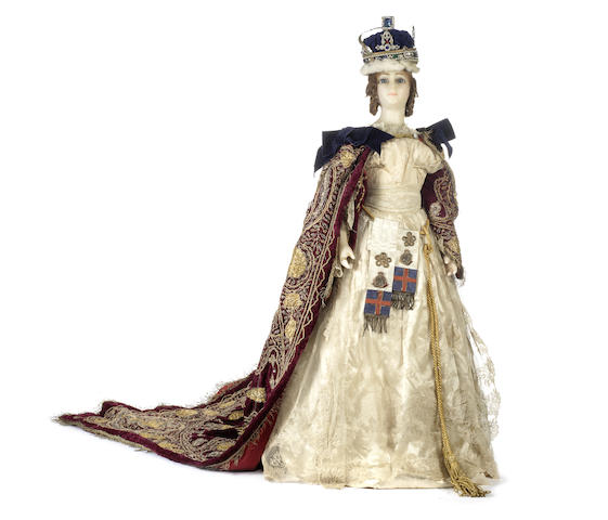 Appraisal: The young Queen Victoria' poured wax shoulder head doll possibly