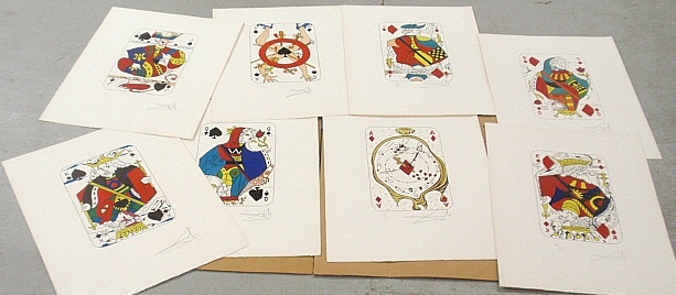 Appraisal: - Eight unframed Salvador Dali playing card lithographs each signed