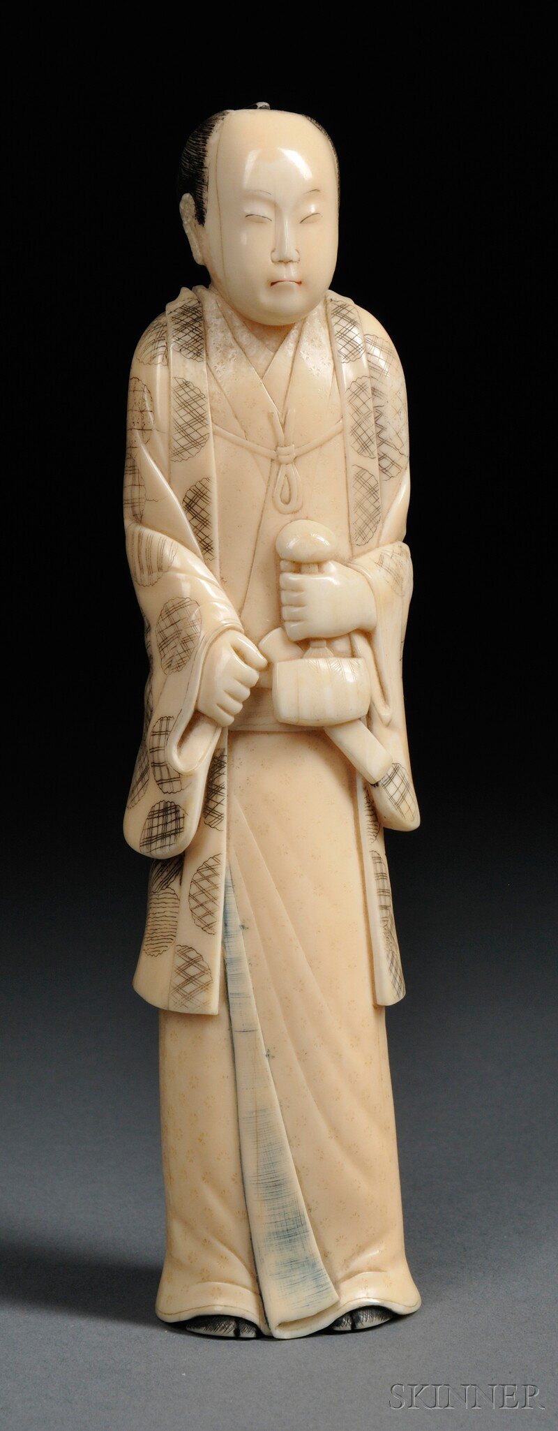 Appraisal: Carved Ivory Figure China th century the male figure in