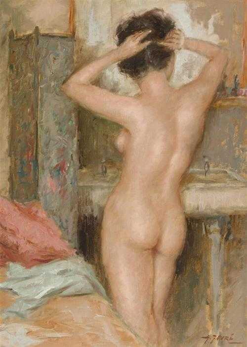 Appraisal: ANONYMOUS ARTIST TH CENTURY Female nude from the back Oil