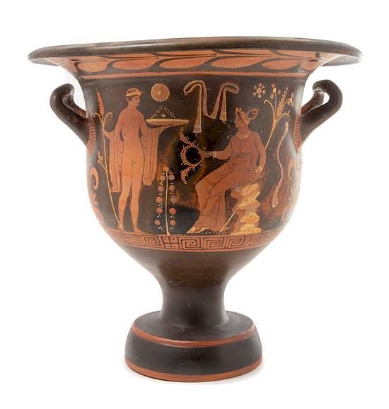 Appraisal: An Apulian Red Figured Bell Krater Height x width inches