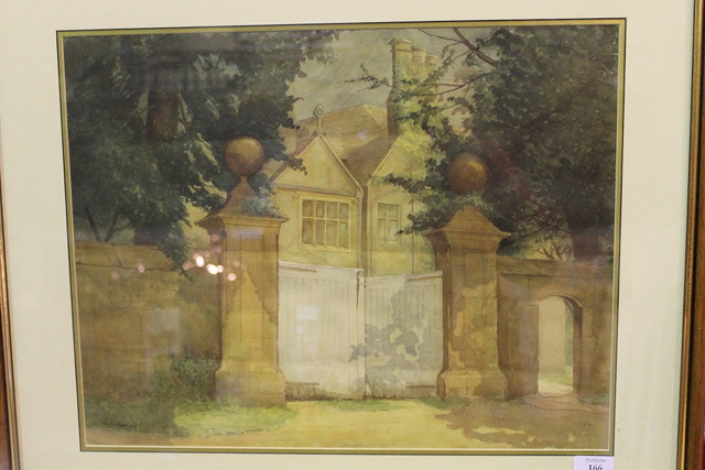 Appraisal: George R Waterfield - Gates to a country home signed