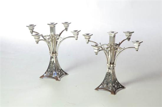 Appraisal: PAIR OF ART NOUVEAU CANDELABRA Probably American late th-early th