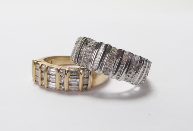 Appraisal: Two rings including K yellow gold with round channel set