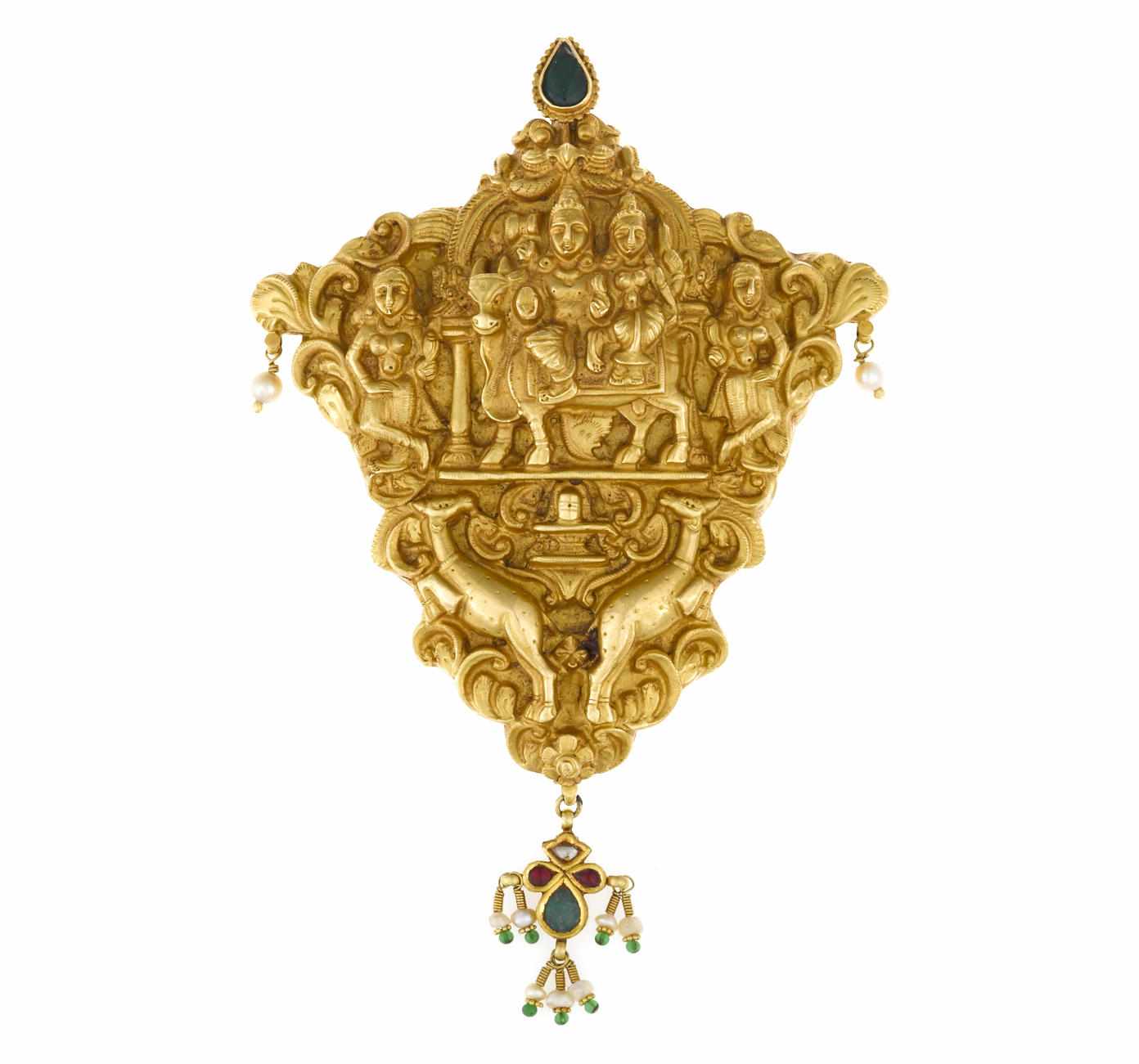 Appraisal: A seed pearl diamond colored paste and fourteen karat gold