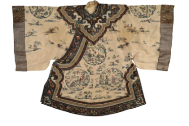 Appraisal: A CHINESE IVORY SILK SHORT ROBE probably late Qing embroidered