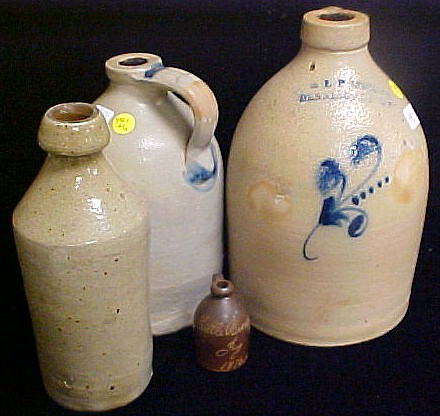 Appraisal: Four pieces of salt-glazed stoneware E L P Norton Bennington