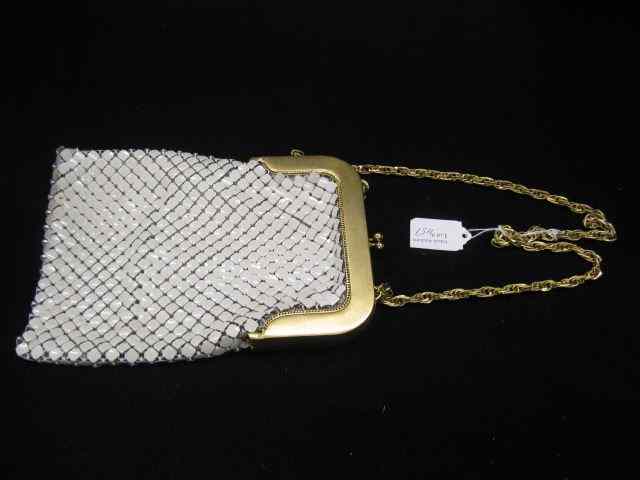 Appraisal: Whiting Davis Evening Bag elongated white and gold '' X