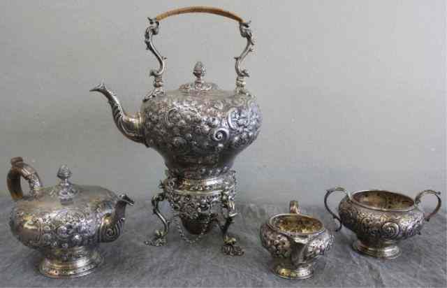 Appraisal: STERLING George Hunter Piece Georgian Set English Includes a tea