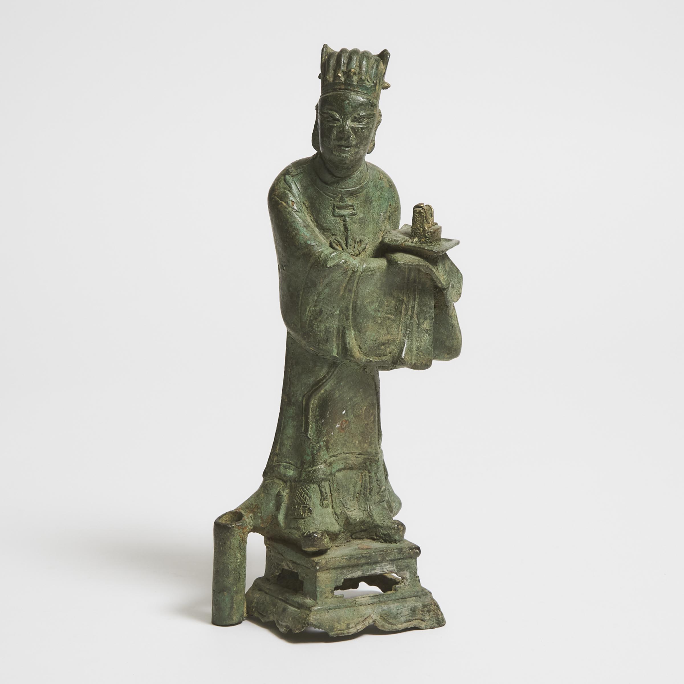 Appraisal: A Partial Gilt Bronze 'Figural' Candle Stick Ming Dynasty -