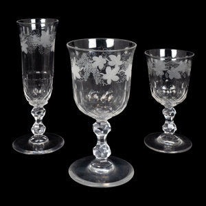 Appraisal: A Cut and Etched Glass Part Stemware Service TH CENTURY